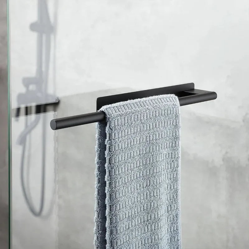 porte serviettes mural noir minimaliste auto adhésif acier inoxydable salle bain cuisine