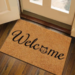 tapis d'entrée imperméable polyester antidérapant motif floral moderne bienvenue marronclair résistant