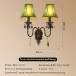 lampe murale classique fer forgé tissu rouge vert bleu marron