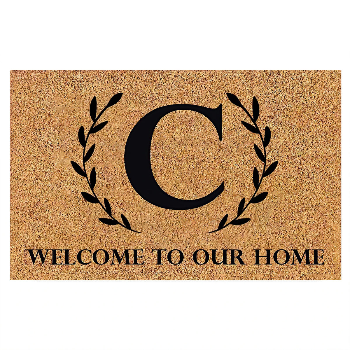 tapis d'entrée marron noir lettres vertes bienvenue antidérapant résistant extérieur classique rustique
