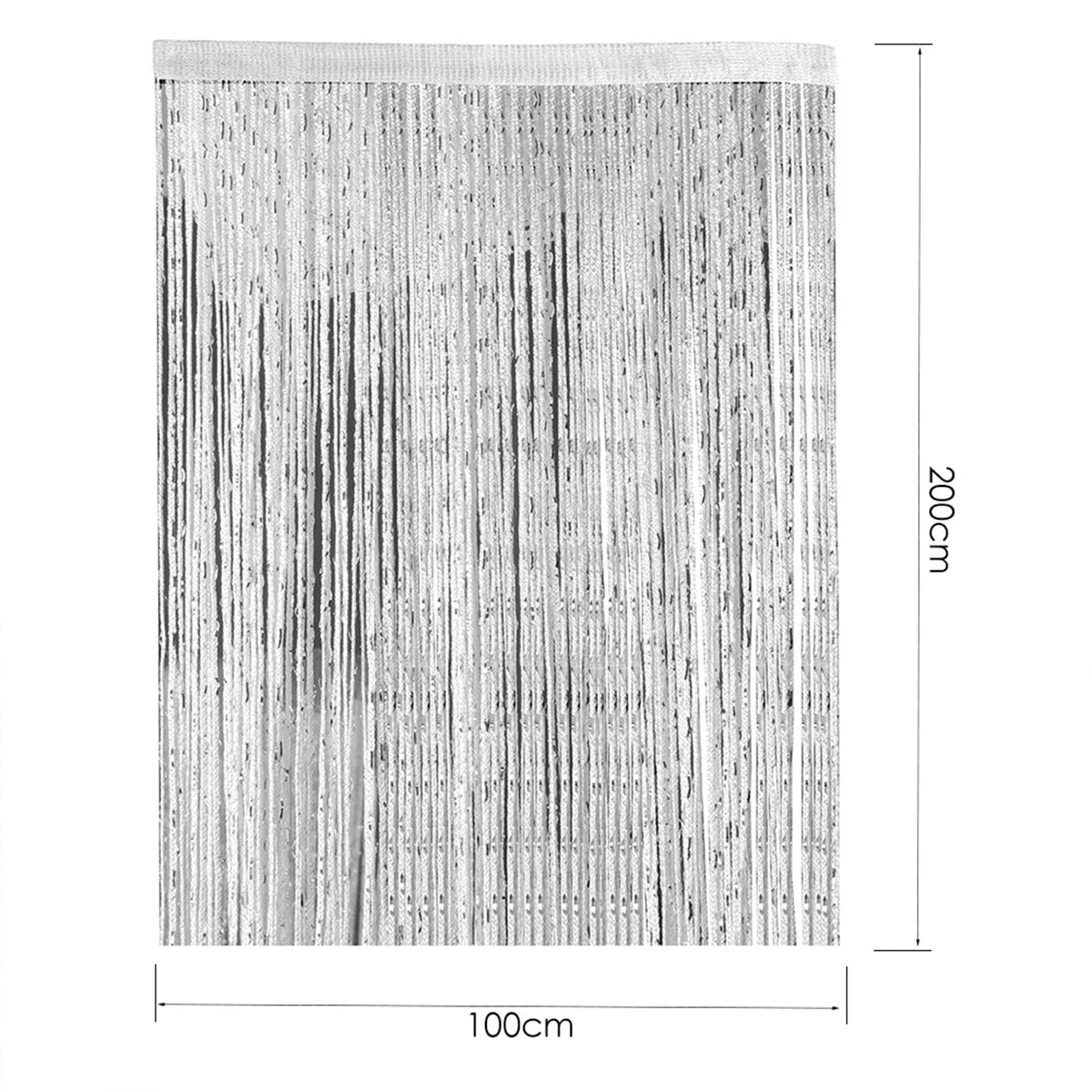 rideau transparent porte franges brillantes argentées dimension 100x200cm decoration festive crochet