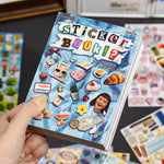 sticker créatif livre adhésif animaux objets symboles multicolore bleu diverse formes