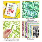 sticker autocollant lettre chiffre symbole multicolore classique deco papeterie scrapbooking journal agenda planificateur álbum