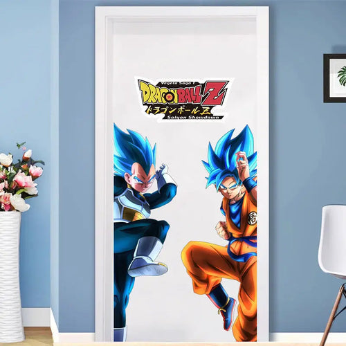 autocollants porte dragon ball personnages goku bleu orange adhésifs chambre ado pvc