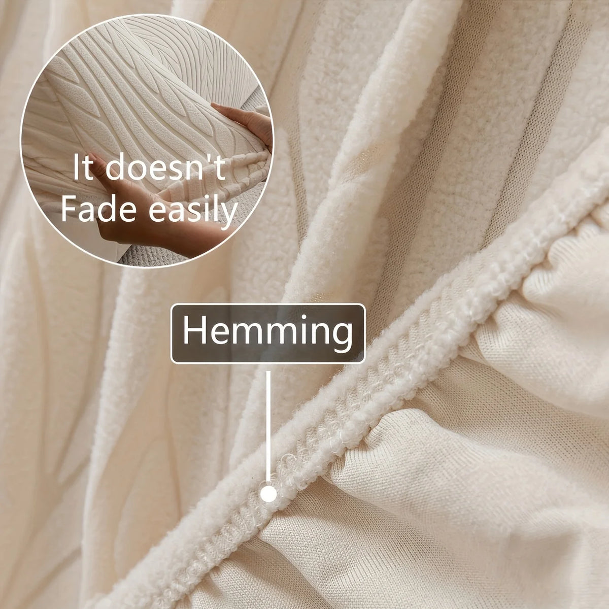 housse canapé polyester jacquard rayures verticales moderne beige clair salon lavable machine doux accueil