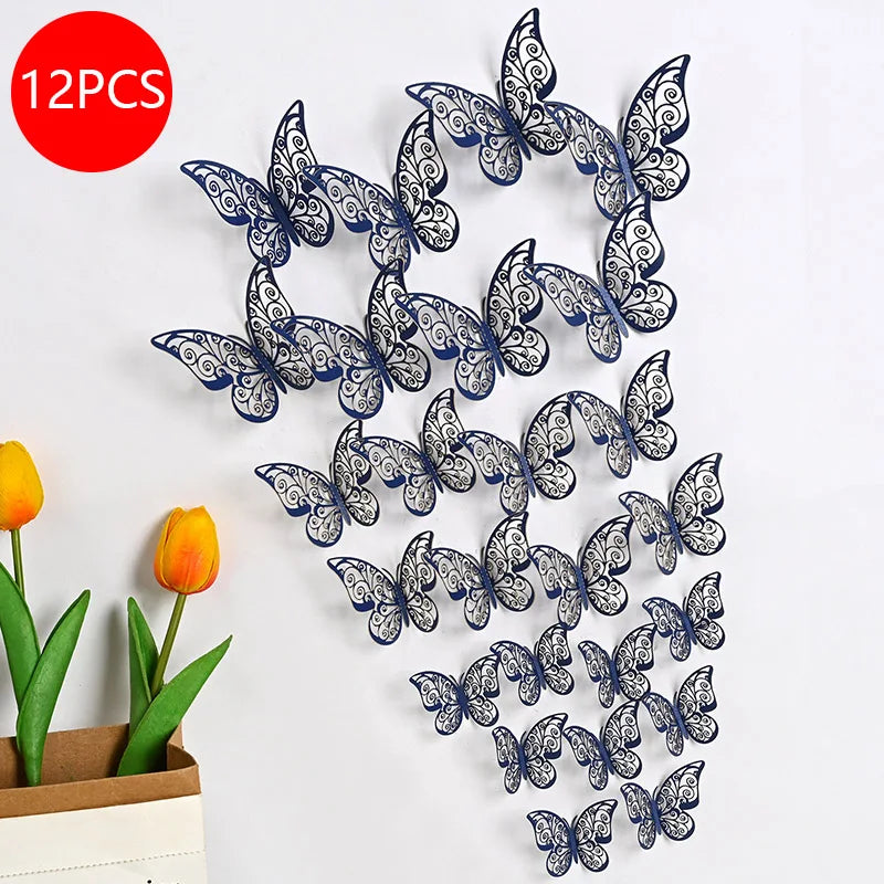 décoration gâteau papillons ornements floraux adhésifs or argent bleu rouge rose vàng trắng