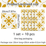 sticker mural fleurs géométriques blanc jaune doré décoration intérieure moderne pvc 10 pièces étanches