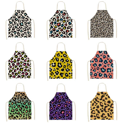 Tablier de cuisine en coton et lin motif léopard pour homme taille S