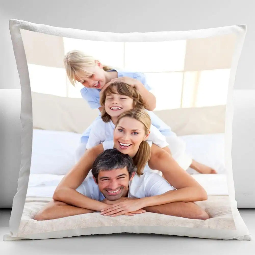 coussin carré moderne imprimé photos famille lavable coton polyester double sided print