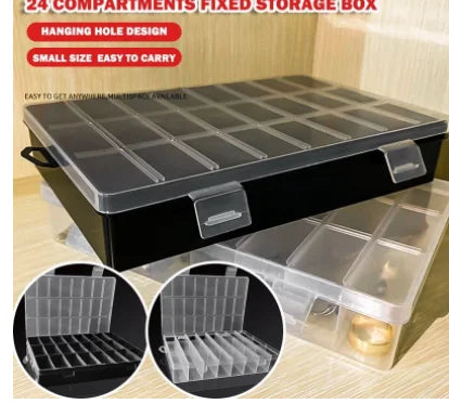 boîte rangement transparente 24 compartiments moderne bijoux organisation.storage box 24 grids transparent jewelry organizer