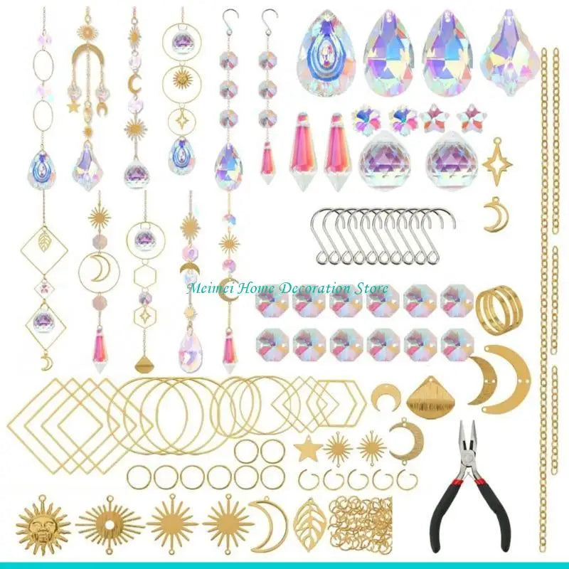 kits diy cristaux irisés suncatchers bijoux bohèmes dorées étoiles lunes