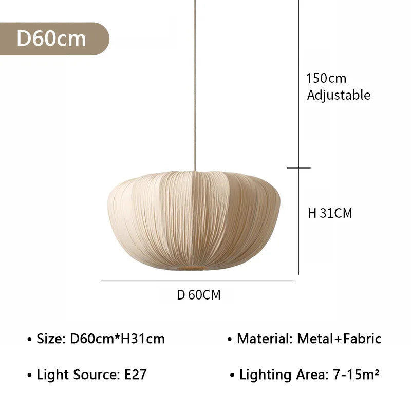 Suspension lumineuse tissu beige rayures moderne câble suspendu 249 2000 lumens 90 260V