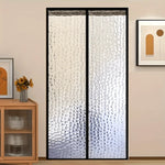 rideau porte blanc noir motif hexagonal semi transparent moderne 90x210cm