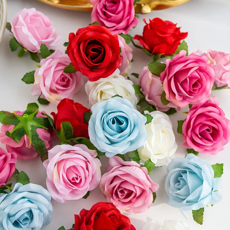 fleurs artificielles roses soie feuilles vertes décoration mariage fête intérieur