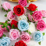 fleurs artificielles roses soie feuilles vertes décoration mariage fête intérieur
