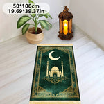 tapis vert foncé doré motif islamique mosquée lune polypropylène résistant décoration intérieure extérieure voyage