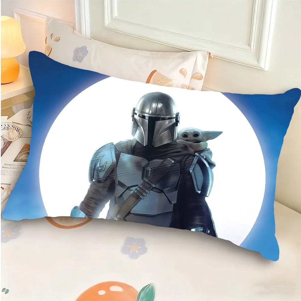 housse coussin mandalorian grogu pop art orange noir décoration maison double face polyester 30x50cm