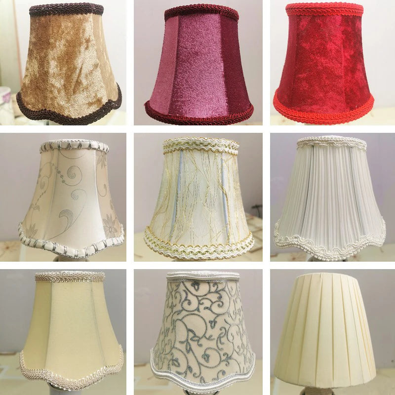 abat jour classique velours broderie clips élégant art déco beige marron rouge