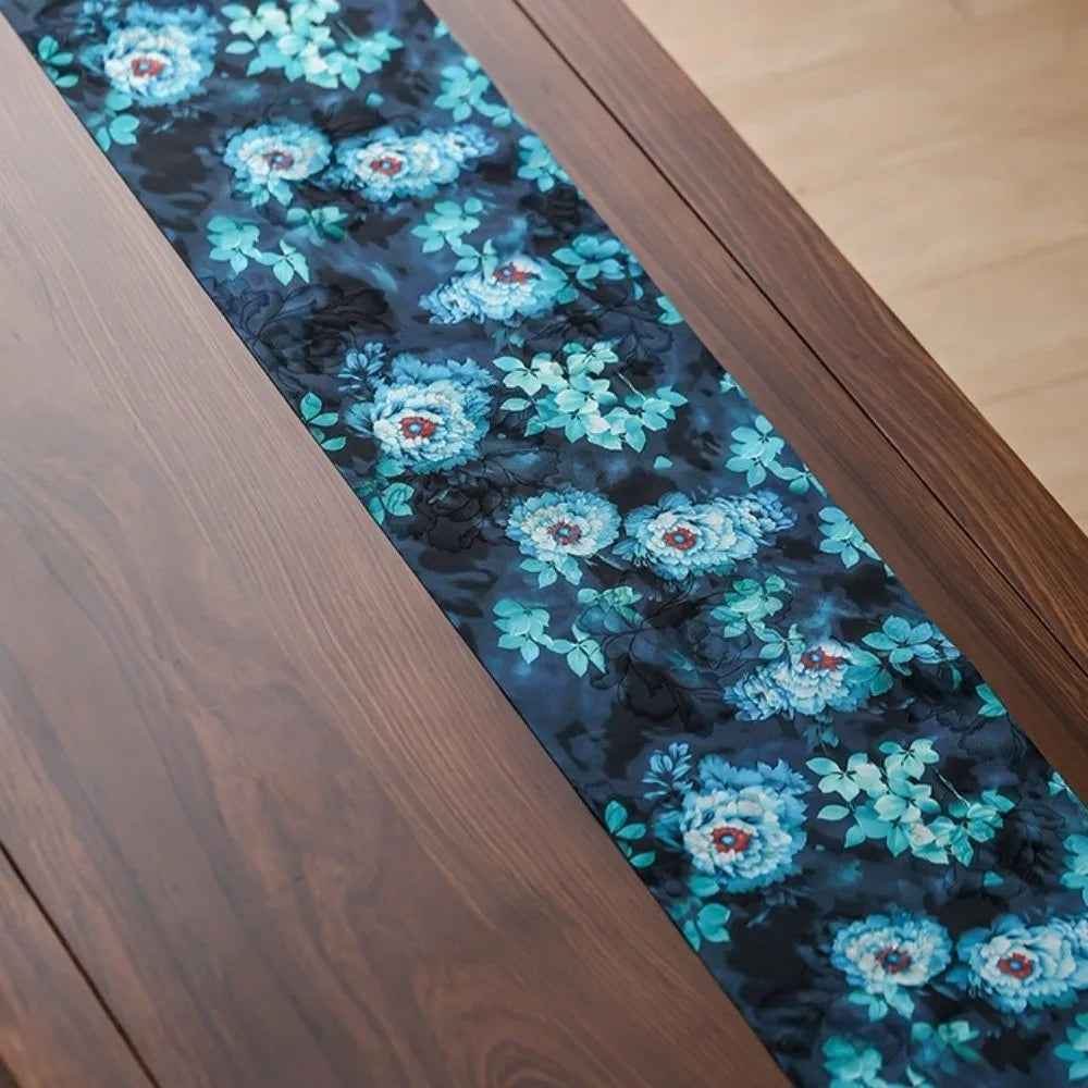 nappes décoratives motifs floraux asiatiques opaques vert rouge bleu marron vert olive