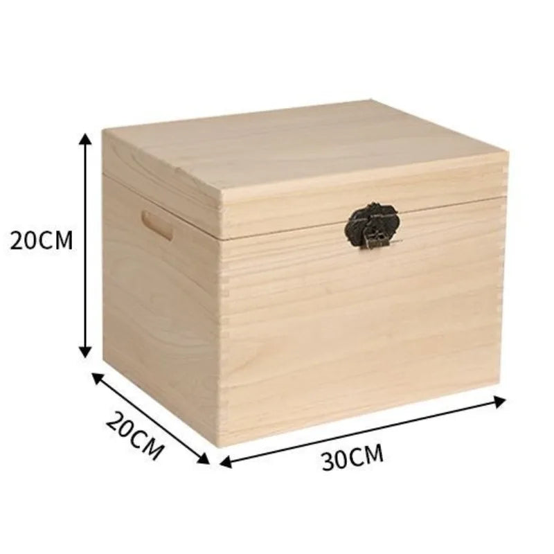 boîte rangement bois naturel rustique vintage poignées métalliques 50l 120kg moderne chambre étudié