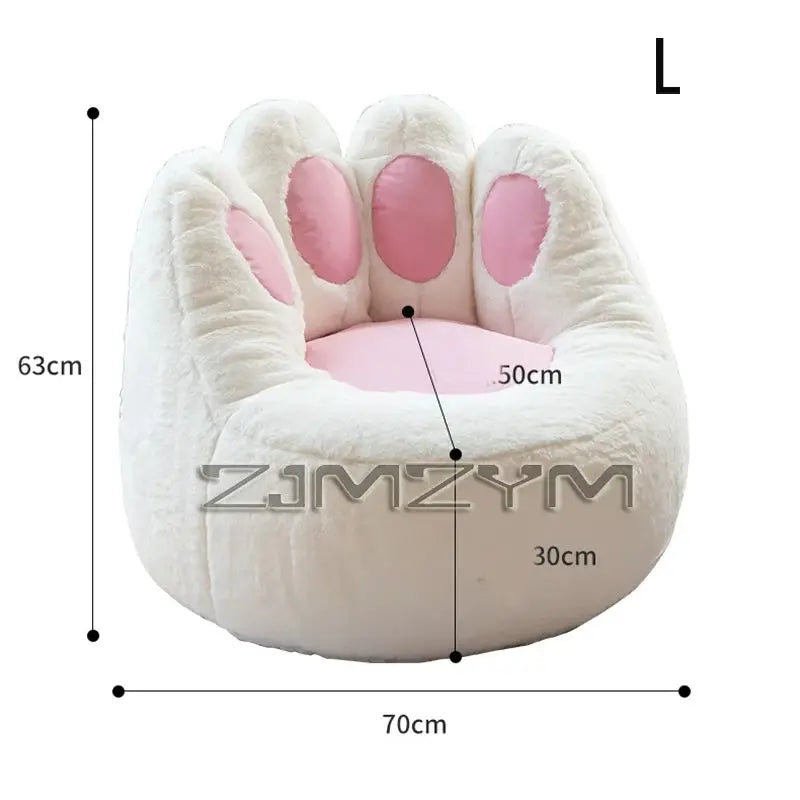 siège enfant fauteuil blanc rose poilu coussin patte coussinet ludique décontracté chambre enfants assis