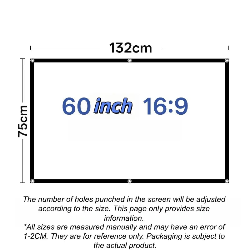 écran projection pliable blanc motif flammes 60 72 84 100 120 pouces publicitaire