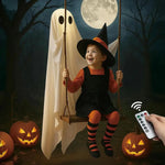 fantôme suspendu blanc halloween texture ondulée fixations classiqueHaunted Swing Adjustable White Classic Halloween Decoration