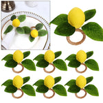 anneau serviettes citron feuilles vertes deco naturelle table occasionnelle festive respectueux environnement pack variante