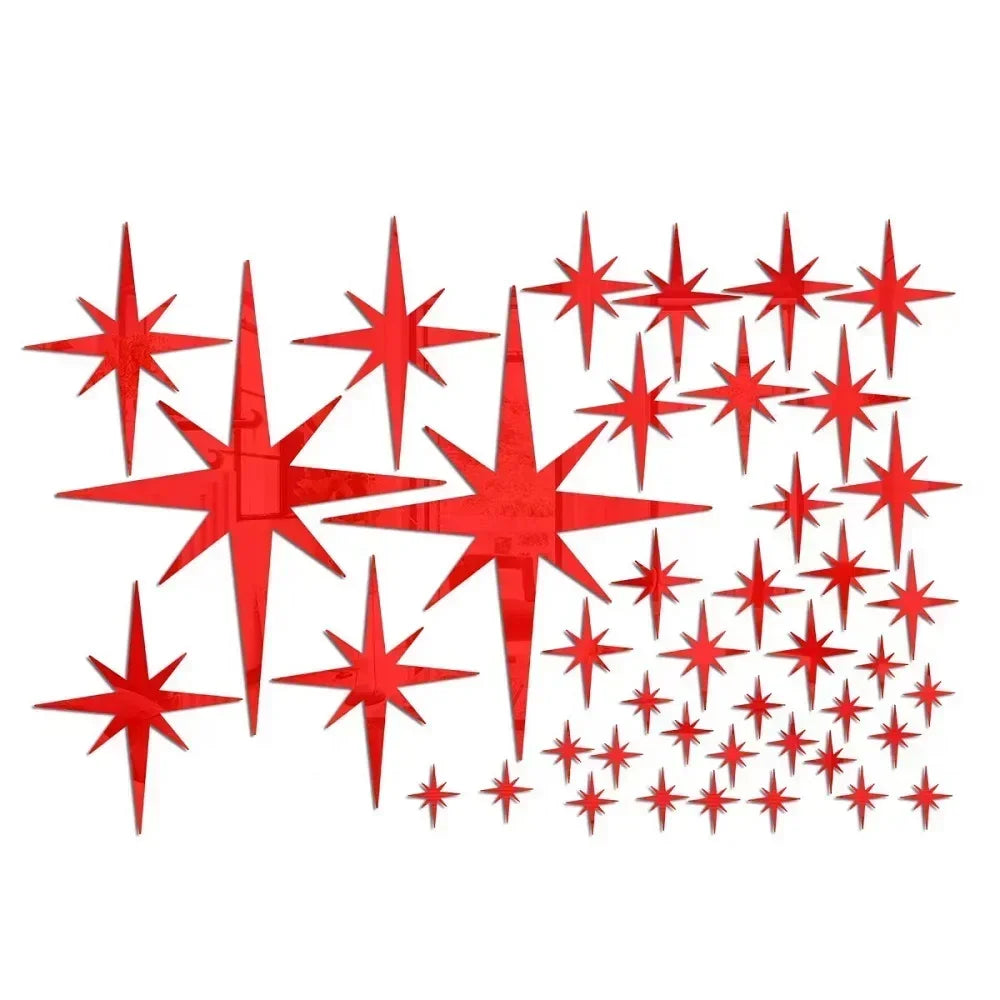 stickers muraux étoiles brillantes moderne 42 pièces adhésifs blanc jaune bleu