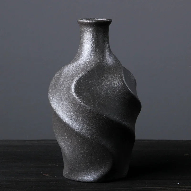 vases céramique marron gris bleu texture moderne minimaliste durable fleurs séchées