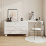 coiffeuse miroir blanc minimaliste moderne commode tiroirs noirs chambre meuble maquillage