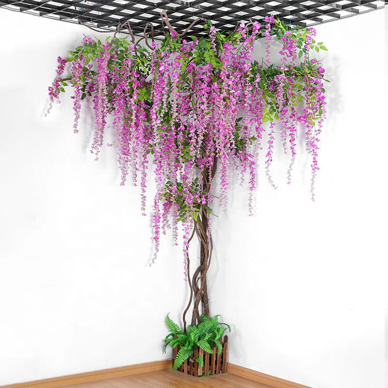 arbre artificiel fleurs feuilles violet rose blanc bleu rouge décoration extérieure intérieure naturelle plastique