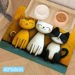 tapis antidérapant imperméable dessin animé chats couleurs variées toile jute cartoon assiettes alimentation chats