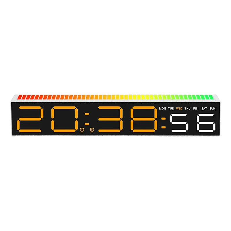 horloge led moderne réveil numérique lumière ambiance barre rythmique couleur réglable