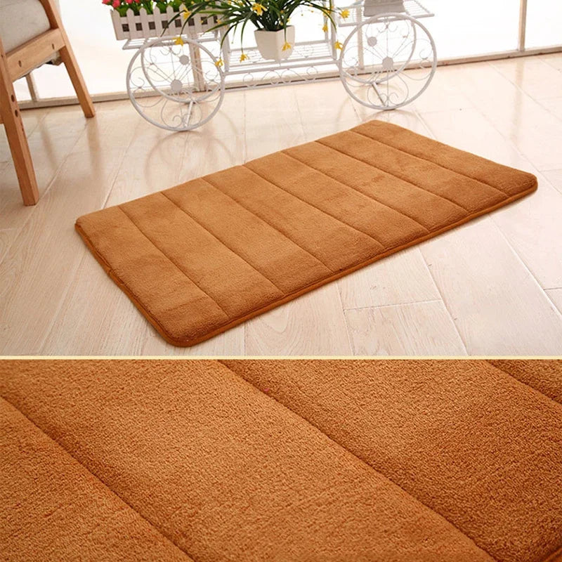 tapis antidérapant mousse mémoire forme absorption eau moderne uni doux vert rouge rose marron