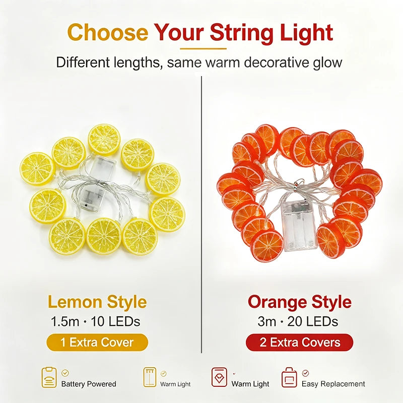 guirlande lumineuse citron orangera lime led festive chambre salon noel