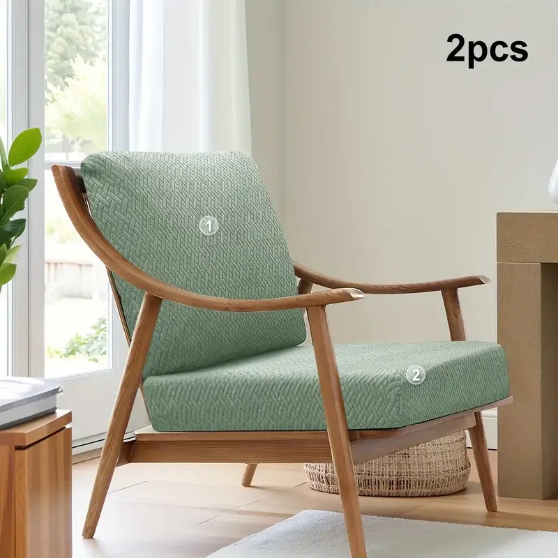 coussins chaise couverture canapé deux trois places tissu jacquard motifs géométriques élastiques moderne vert