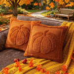 taies d'oreiller citrouille orange beige motifs imprimés jacquard doux polyester opaques maison