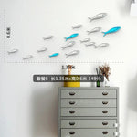 décoration murale poissons argent bleu or rétro moderne adhésif salle vintage brillant chambre