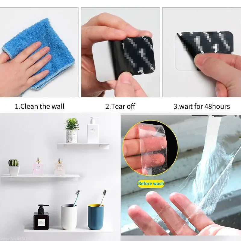 étagères murales modernes adhésives sans perçage blanc noir alliage aluminium rangement salle bain cuisine