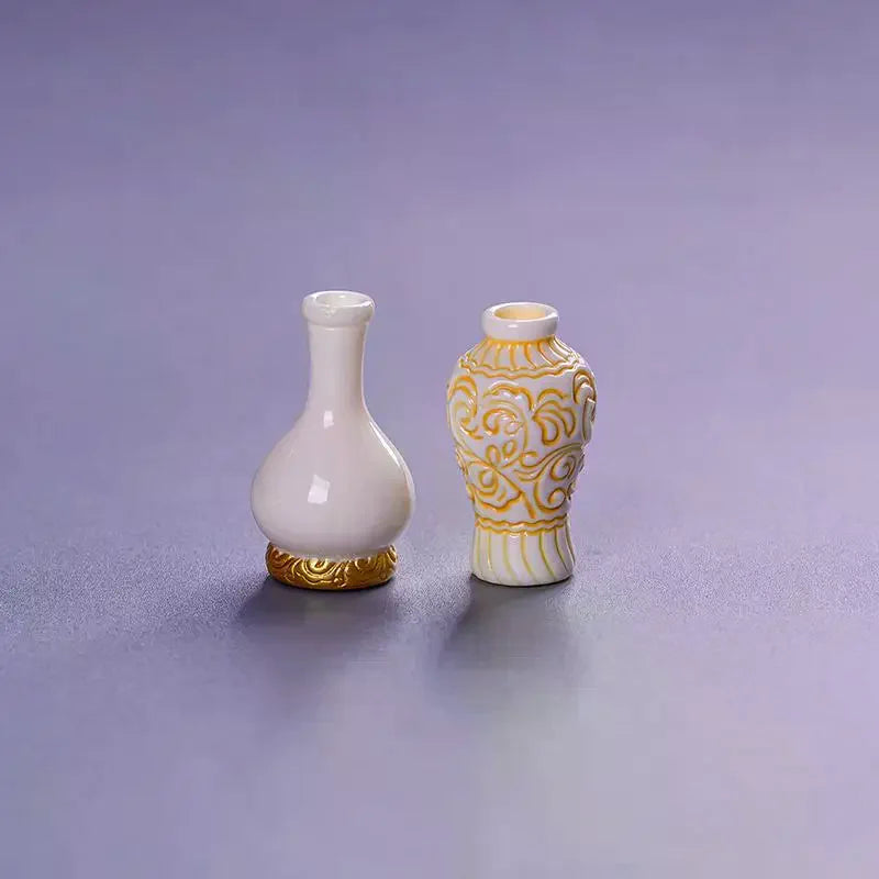 vases résine motifs floraux blanc vert rouge bleu