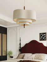 Suspension lumineuse moderne tissu beige clair opaque 60 249 flux lumineux 90 260V