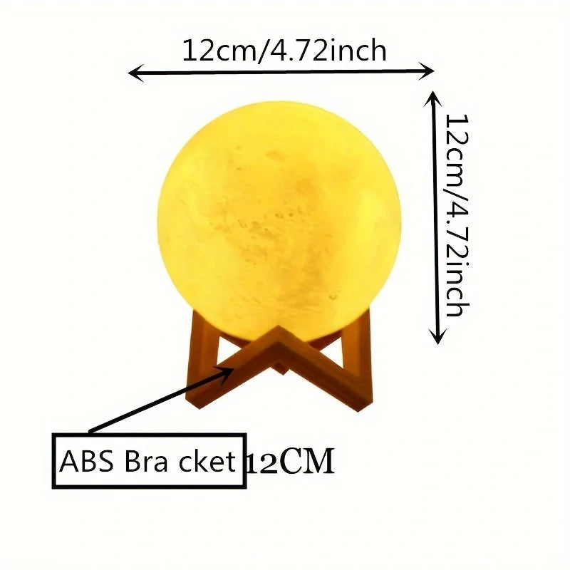 lampe table moderne veilleuse lune 3d blanc beige texture marbrée support bois chambre coucher