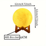 lampe table moderne veilleuse lune 3d blanc beige texture marbrée support bois chambre coucher