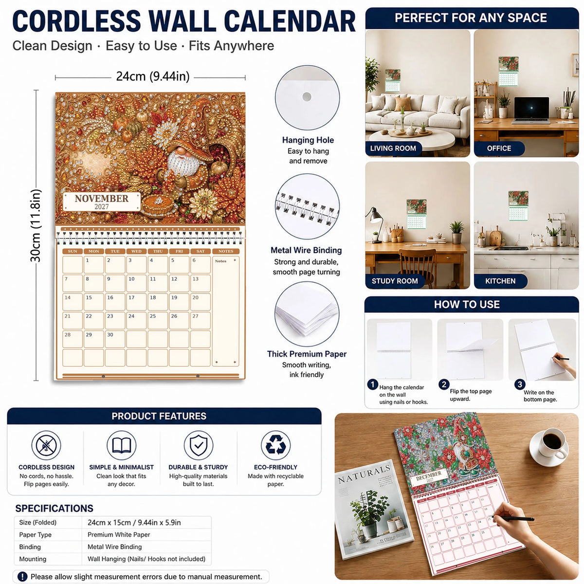 calendrier mural diy peinture diamants ornements personnages fleurs animaux rose vert bleu blanc opaques