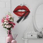 sticker mural moderne lèvres rouges adhésif pvc résistant eau salon chambre