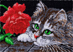 tapis broderie chat fleur instructions kit toile imprimée laine multicolore love coeurs