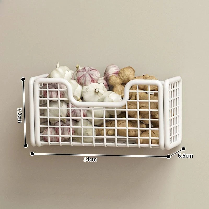 paniers rangement mural adhésifs noir maille métallique moderne cuisine sans perçage