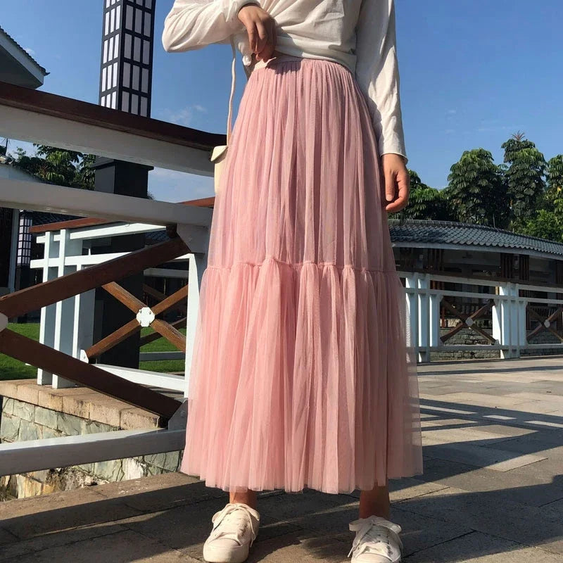 jupe vert olive tulle transparent plissée moderne femme mi mollet