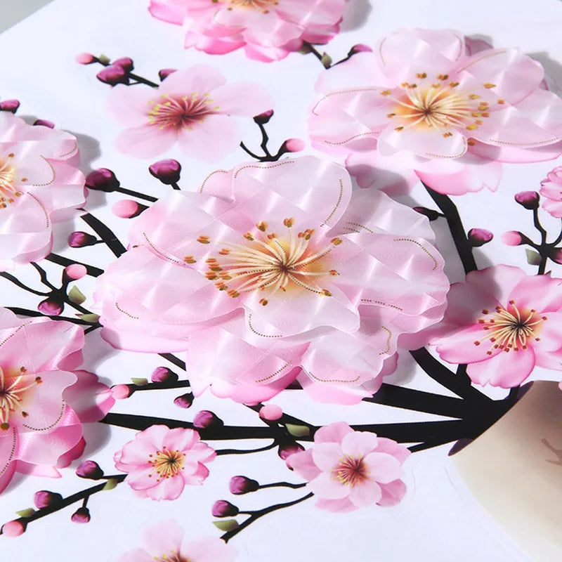 sticker mural 3d moderne fleurs papillons rose beige noir opaque chambre coucher PVC